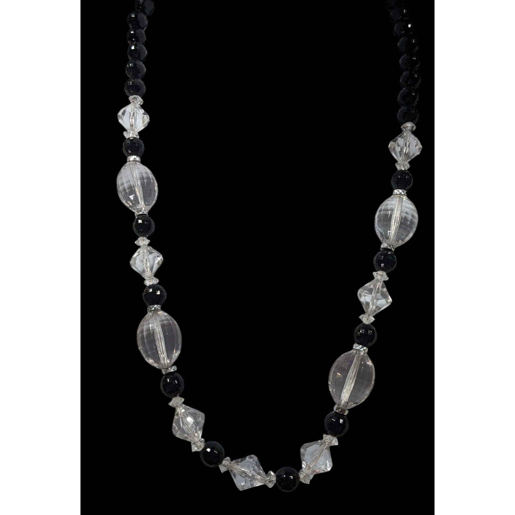 Other Retro Black And Clear Faceted Beaded Necklace Size ONE SIZE - 2 Thumbnail