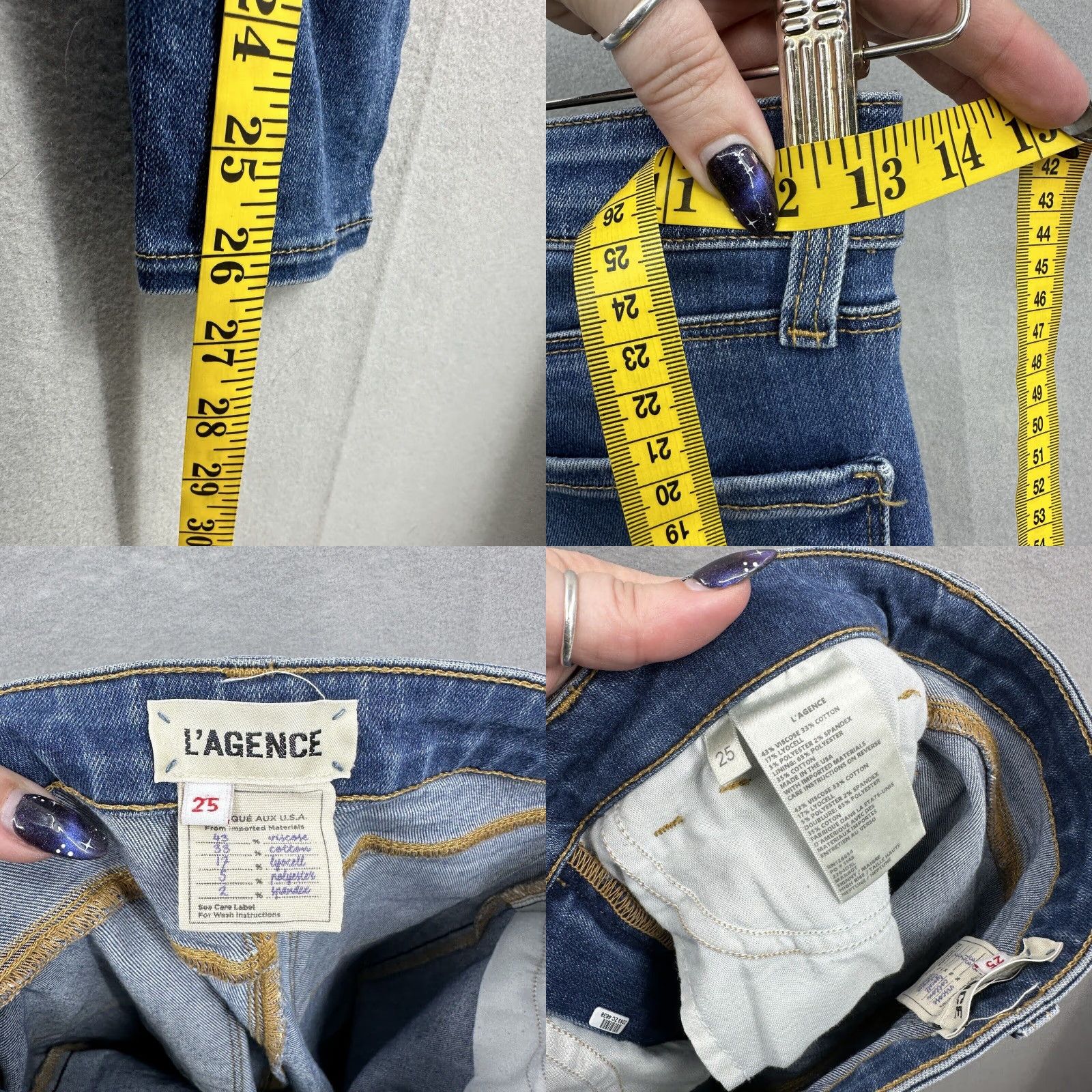 L'AGENCE L'AGENCE Jeans Womens 25 High-Rise Straight Leg Denim Blue Minimalist USA Size 42" / US 20 - 8 Thumbnail