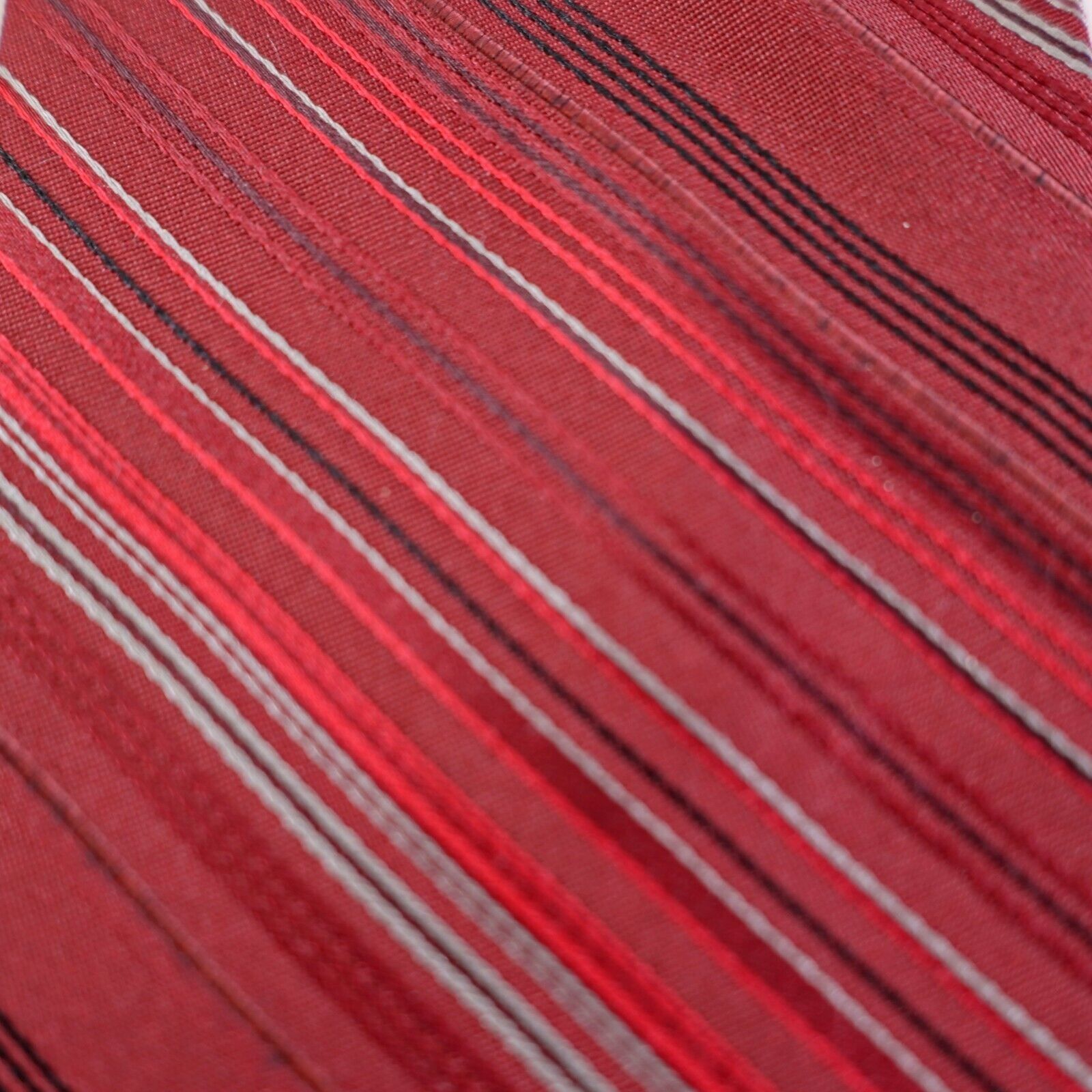 George George Red Striped Woven Silk Tie Size ONE SIZE - 2 Thumbnail