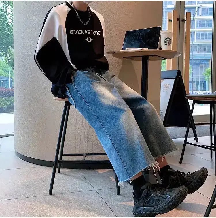 Japanese Brand Versatile Loose Ragged Edge Jeans Size US 32 / EU 48 - 1 Thumbnail