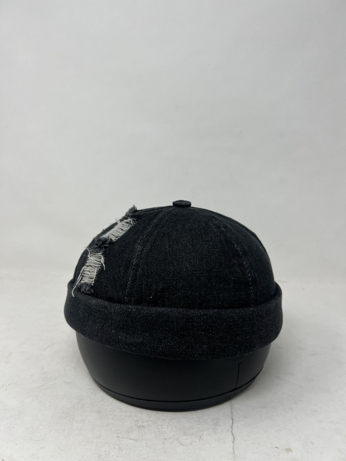 Japanese Brand Ripped Distressed Denim Brimless Hat Cap Size ONE SIZE - 1 Thumbnail