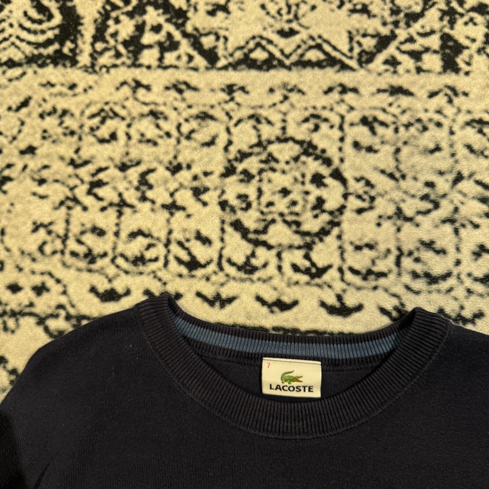 Lacoste × Vintage Vintage Lacoste Unisex Navy Blue Cotton Sweater Size L Size US L / EU 52-54 / 3 - 8 Thumbnail