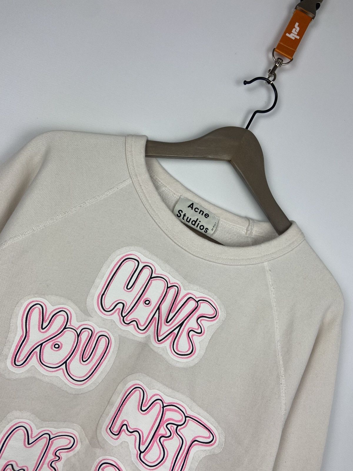 Acne Studios Acne Studios White Men's College Print Sweatshirt Sz S Size US S / EU 44-46 / 1 - 8 Thumbnail
