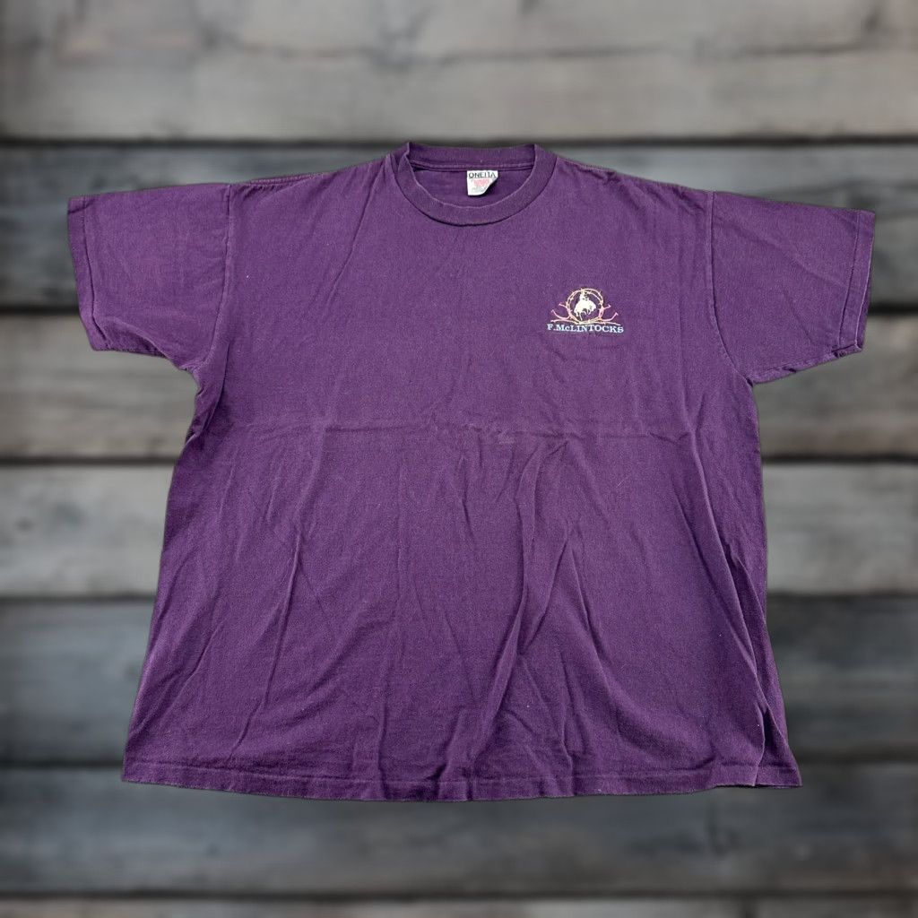 Vintage VINTAGE F Mclintocks Shirt Mens 2XL Purple Single Stitch Bull Riding Rodeo 90s Shirt Mens 2XL Purple 90s Mens T-Shirt Vintage Sports Rodeo USA Fashion Size US XXL / EU 58 / 5 - 1 Thumbnail