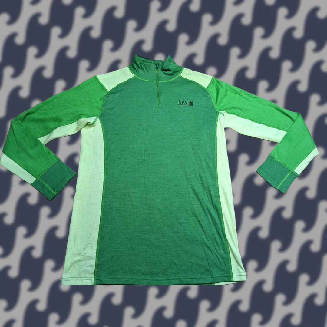 Layer 8 Wenaas Base Layer Shirt Mens XL Long Sleeve Green 1/4 Zip Workwear Kiwi Shirt Mens XL Green 1/4 Zip Wool Blend Base Layer Size US XL / EU 56 / 4 - 1 Thumbnail