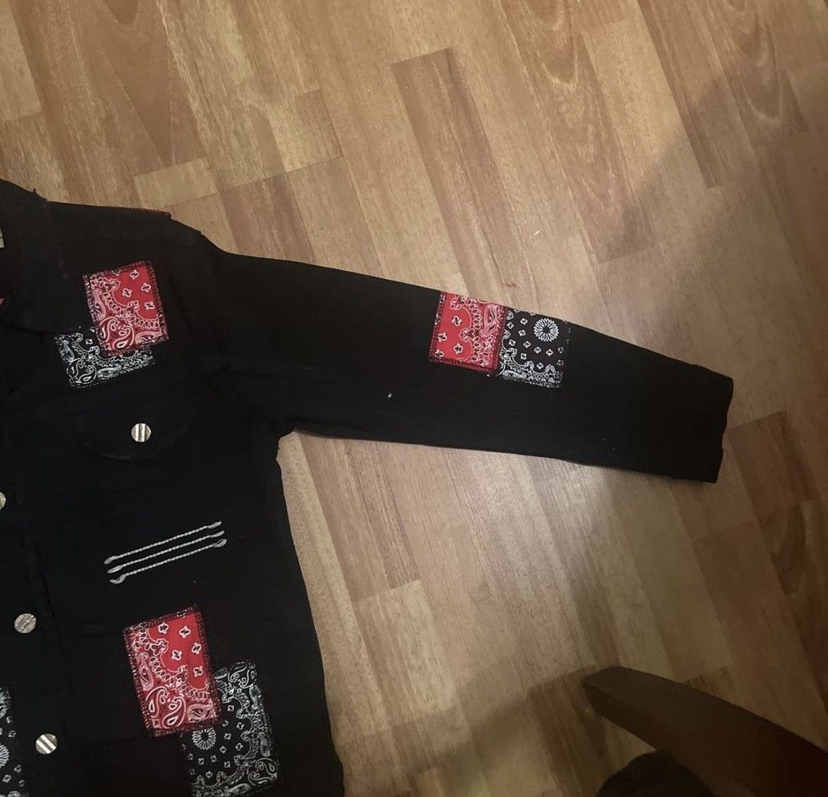 Vintage FWRD Black Denim Street Wear Bandanna Jacket Size 10-12 M Size US XXS / EU 40 - 5 Thumbnail