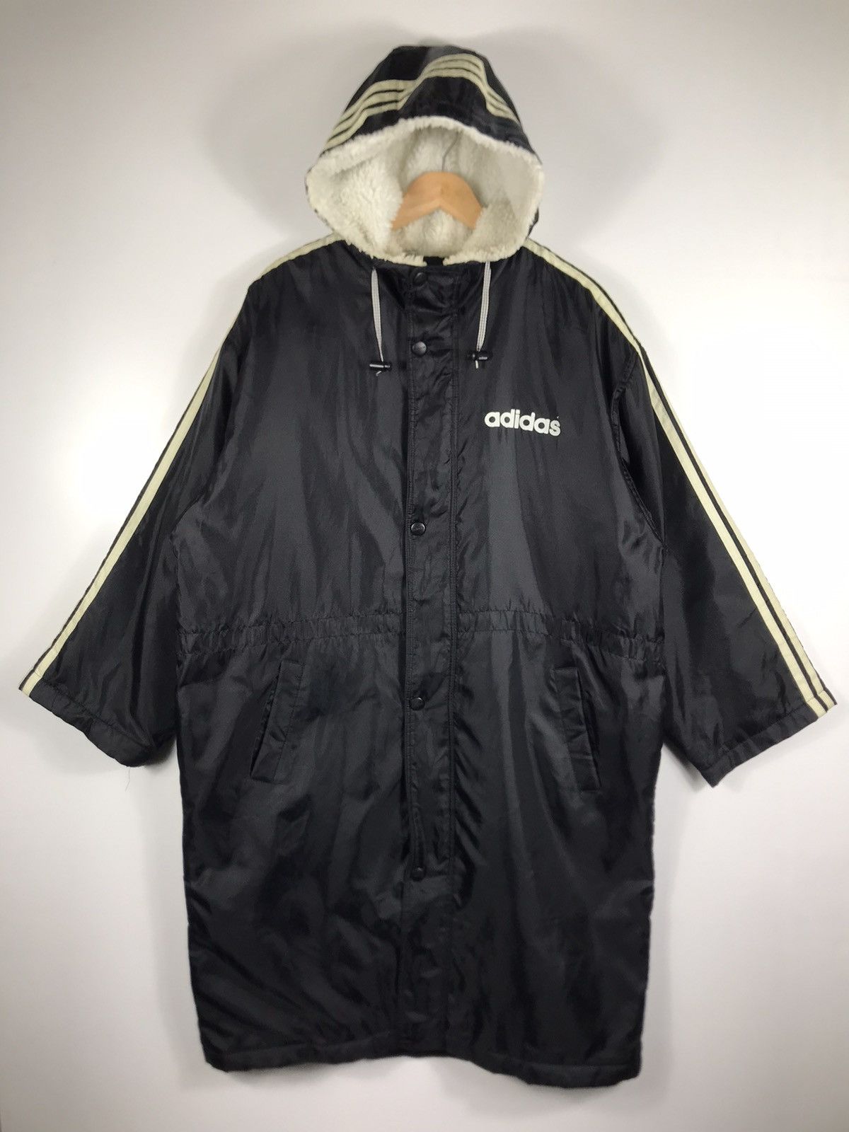 Adidas × Vintage ⚡️Vintage Adidas Hooded Round Stripes Coat Jacket Size US M / EU 48-50 / 2 - 1 Thumbnail