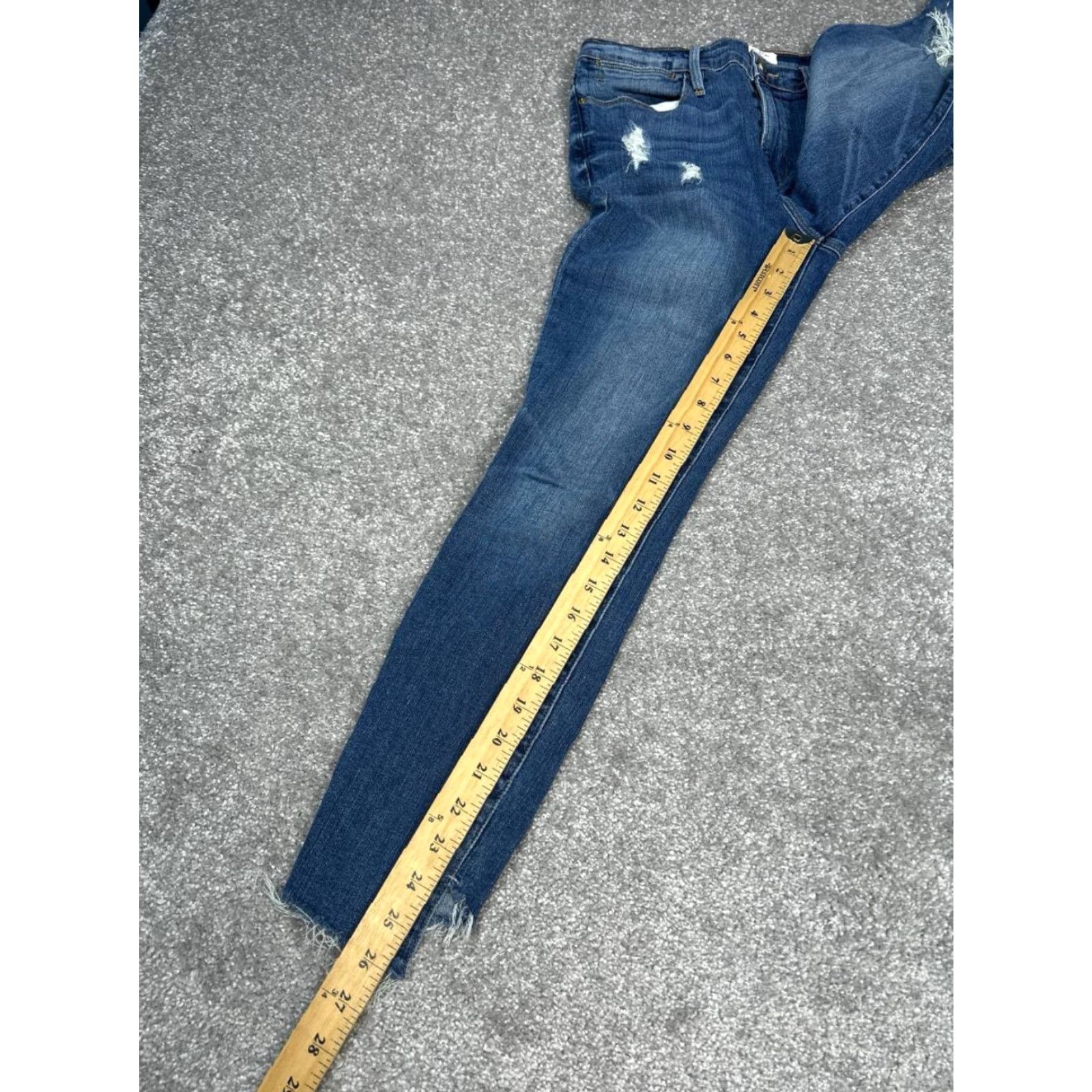 Frame Frame Le High Skinny Cropped Jeans Womens 27 Blue Denim Cotton Distressed 27x26 Size 27" / US 4 / IT 40 - 5 Thumbnail