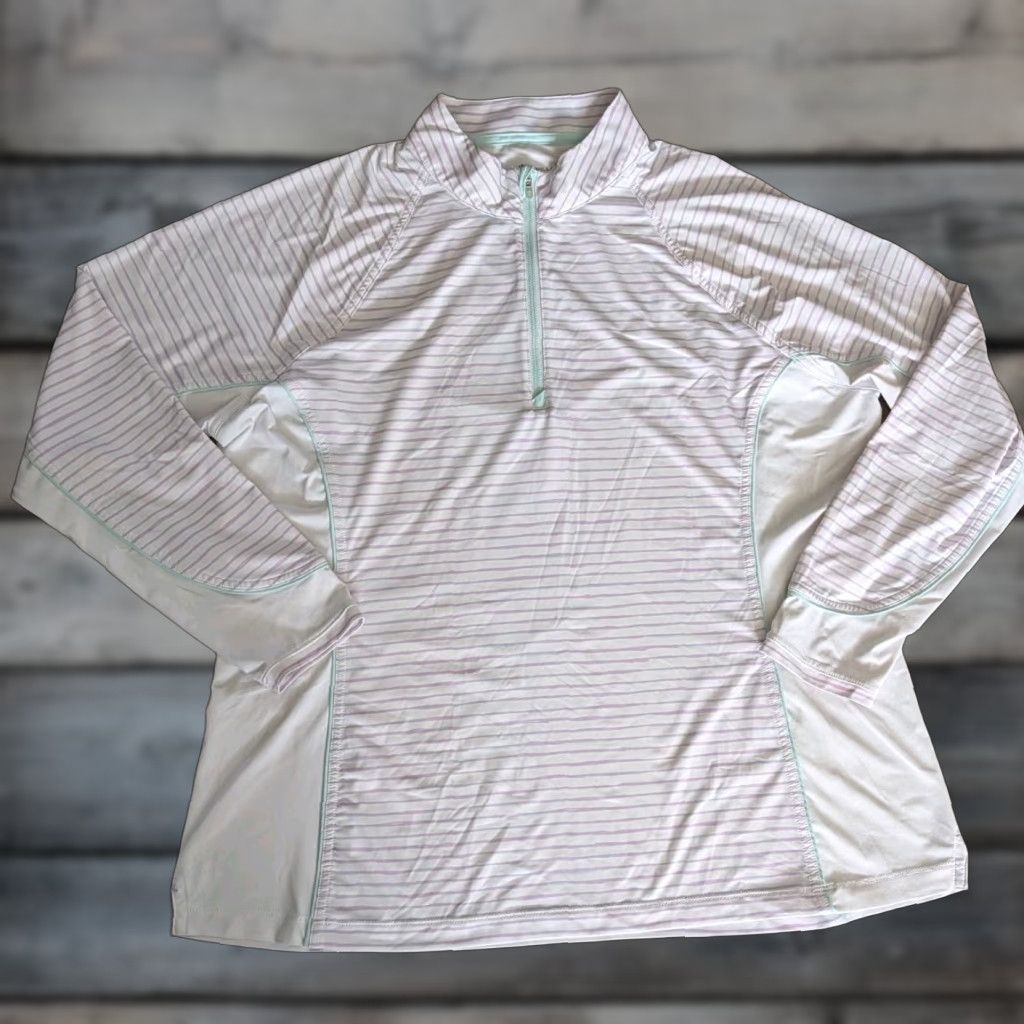 Peter Millar Peter Millar Shirt XL Sun Comfort Base Layer Striped Half Zip Pullover Womens Size XL / US 12-14 / IT 48-50 - 1 Thumbnail