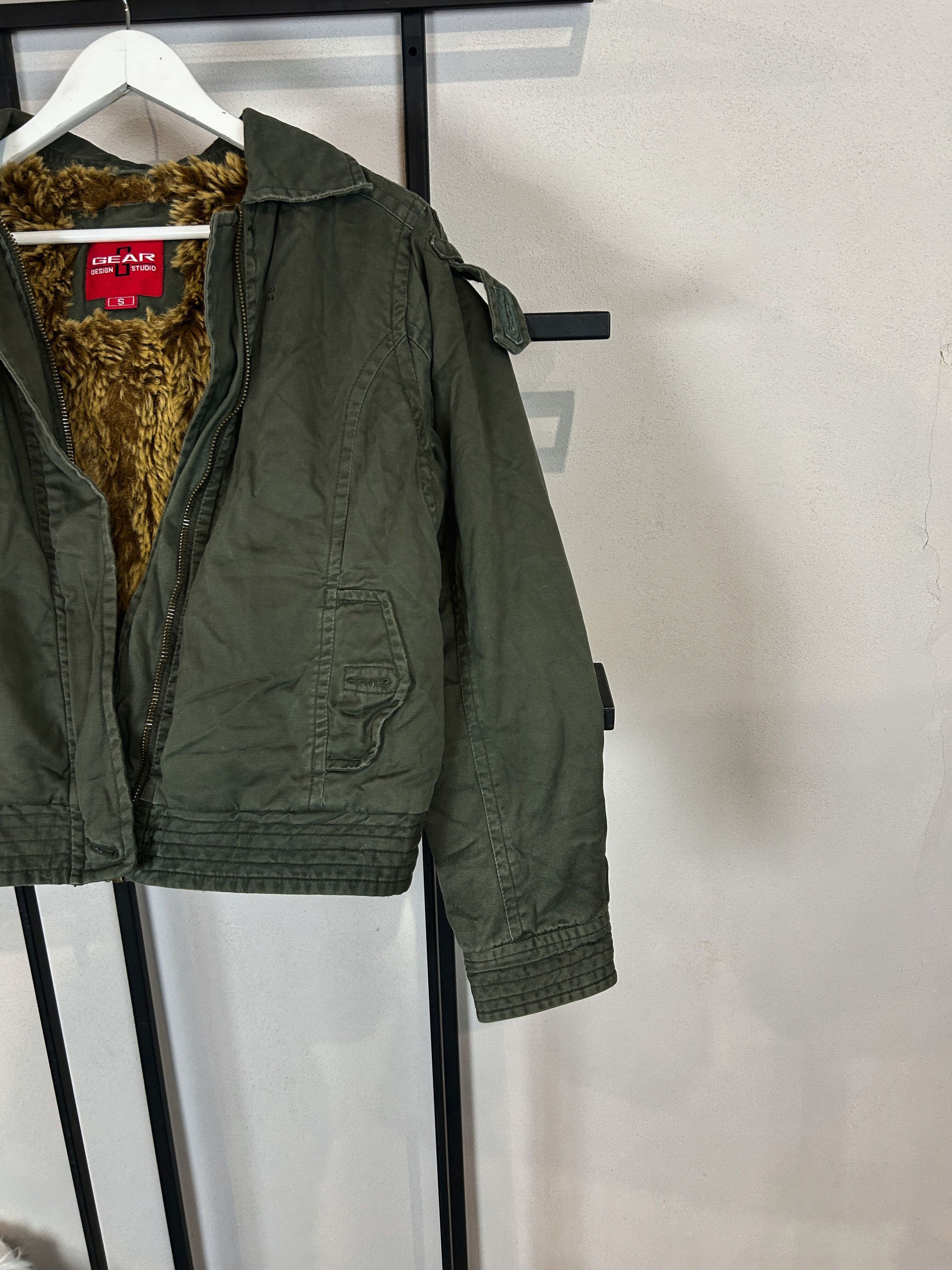Japanese Brand Army Jacket Fur Lined Green Military Grunge Y2K Utility Core Size US S / EU 44-46 / 1 - 5 Thumbnail