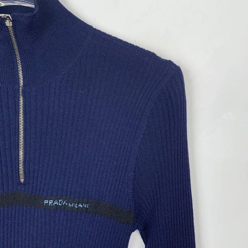 Prada Prada Blue logo letter wool knitted pleated dress 2501-Next Size XS / US 0-2 / IT 36-38 - 3 Thumbnail