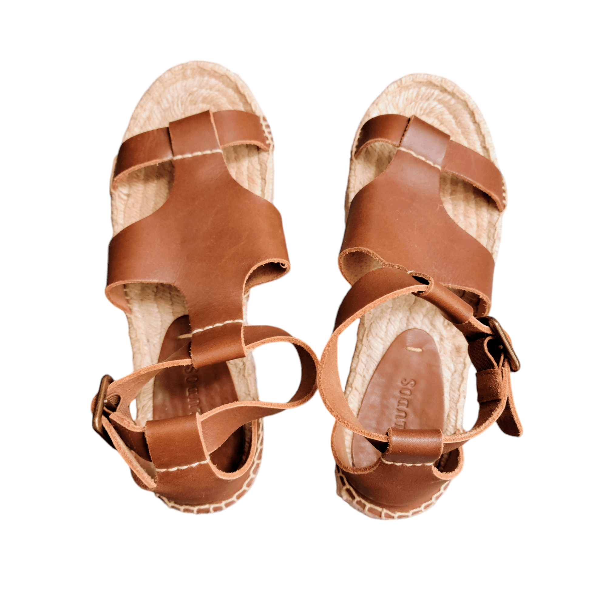 Soludos Soludos Tan Leather Open Sandal Vacation Espadrille Wedge Size US 7 / IT 37 - 8 Thumbnail