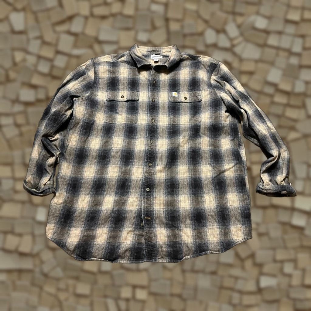 Carhartt VINTAGE Carhartt Shirt Mens 2XL Tall Black Yellow Plaid Button Up Long Sleeve Size US XXL / EU 58 / 5 - 1 Thumbnail