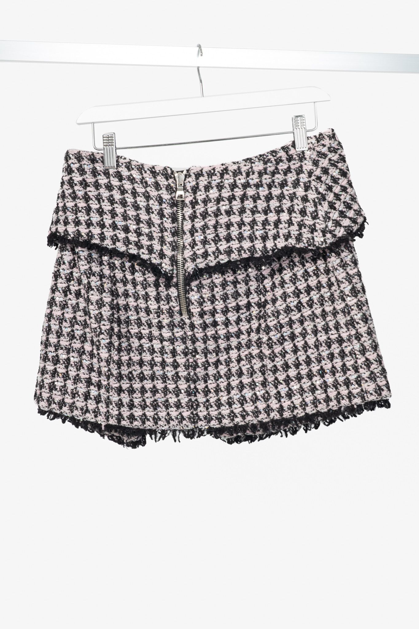Balmain Balmain Sequin Houndstooth Tweed Wrap Mini Skirt Size 27" / US 4 / IT 40 - 2 Thumbnail