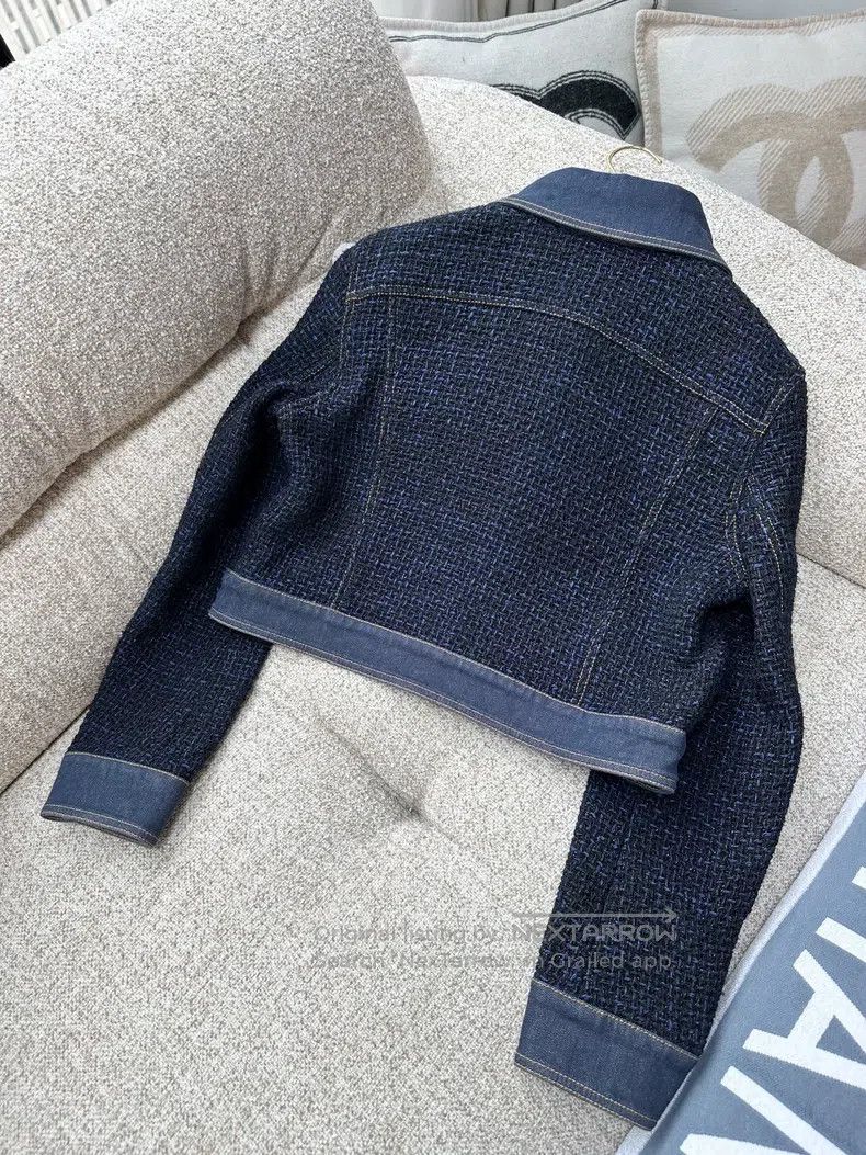 Chanel Chanel 18P dark blue fine glitter thick tweed denim two-p Size M / US 6-8 / IT 42-44 - 3 Thumbnail
