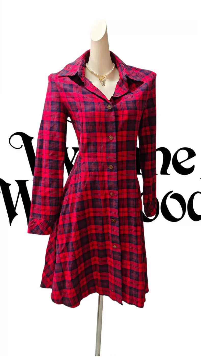 Vivienne Westwood Vivienne Westwood Red checkered long-sleeved shirt dress Size S / US 4 / IT 40 - 1 Thumbnail