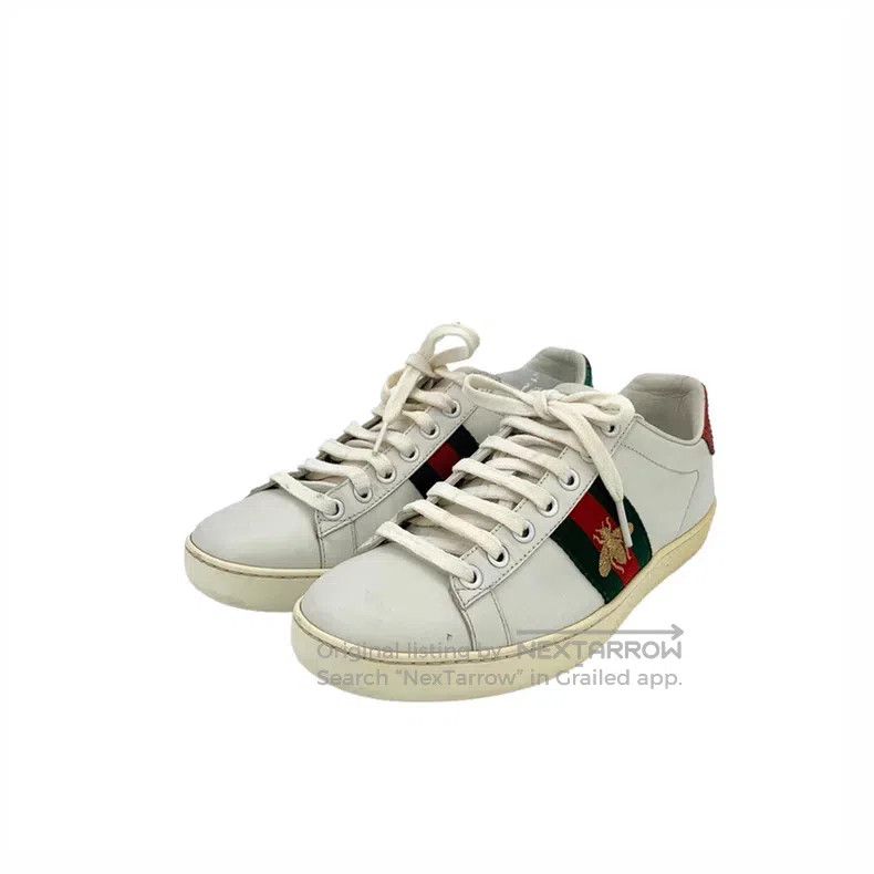 Gucci Gucci White, red and green webbing bee embroidery lacing c Size US 5 / IT 35 - 1 Thumbnail