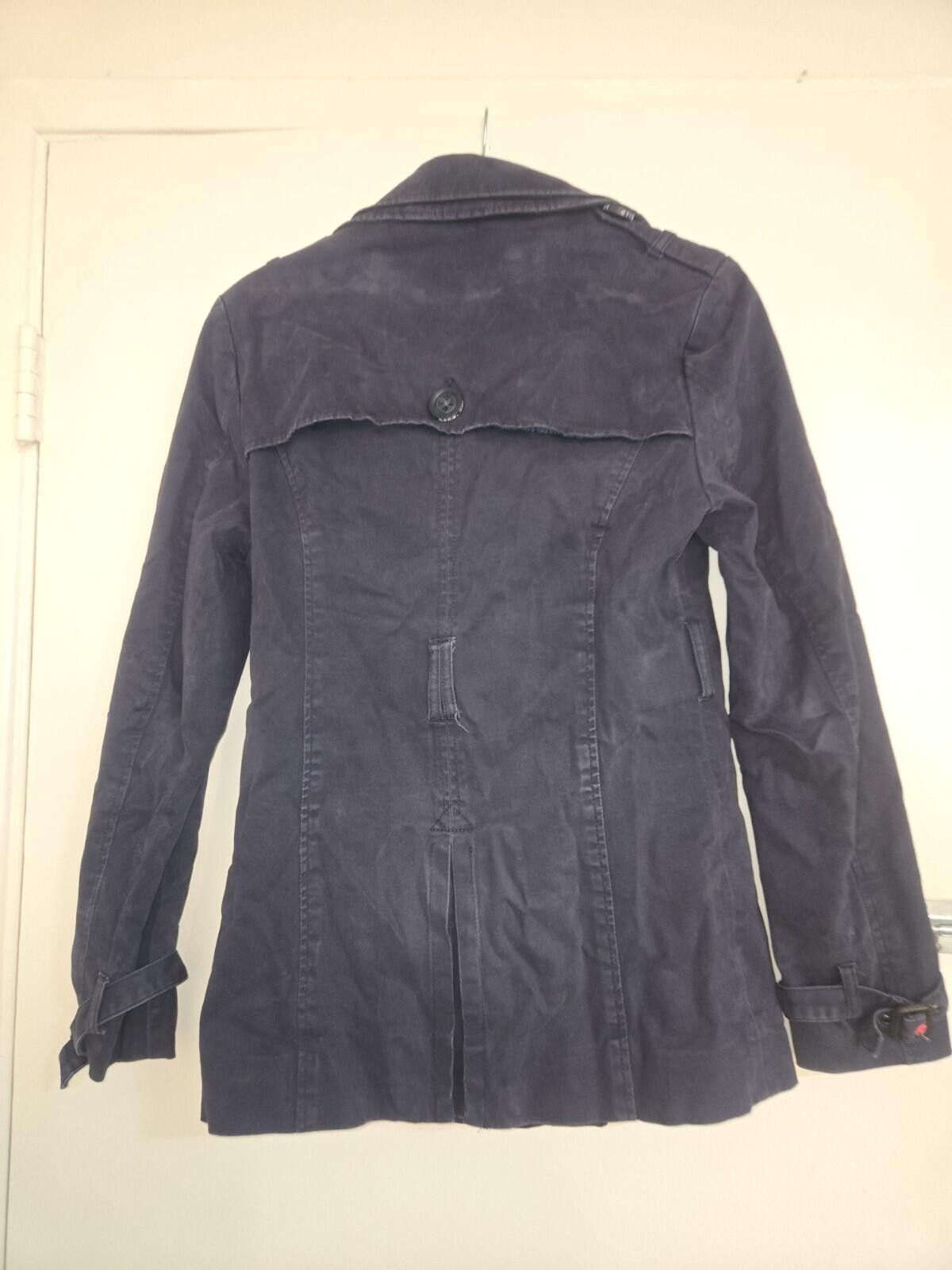 Superdry SUPERDRY Women's Navy Blue Pea Coat Size Small No Belt Size S / US 4 / IT 40 - 2 Thumbnail