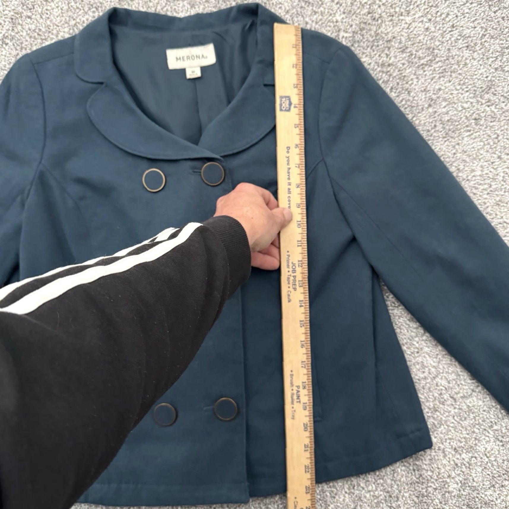 Merona Merona Jacket Womens M Double Breasted Office Preppy Minimalist Chic Teal Blue Pattern Solid Casual Workwear Pea Coat Size M / US 6-8 / IT 42-44 - 5 Thumbnail