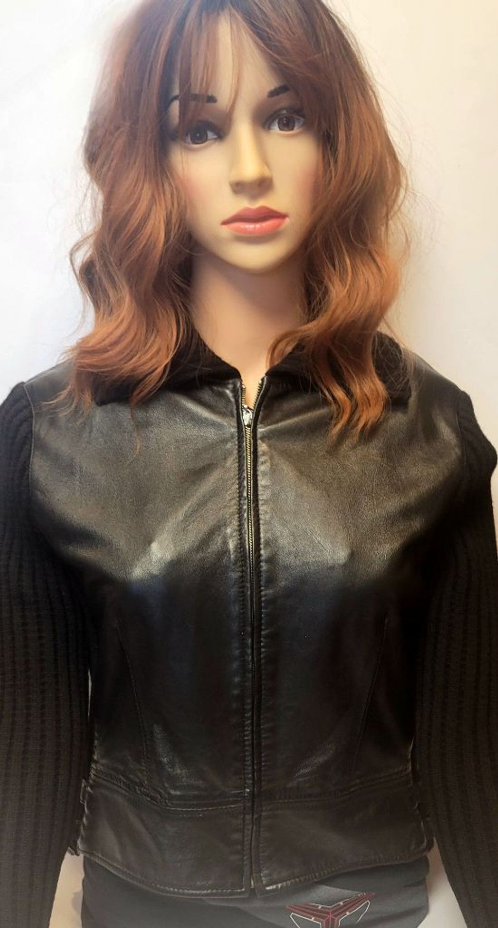 Other RARE Vintage Carlisle Black Leather Moto Jacket Ribbed Wool Size M / US 6-8 / IT 42-44 - 4 Thumbnail