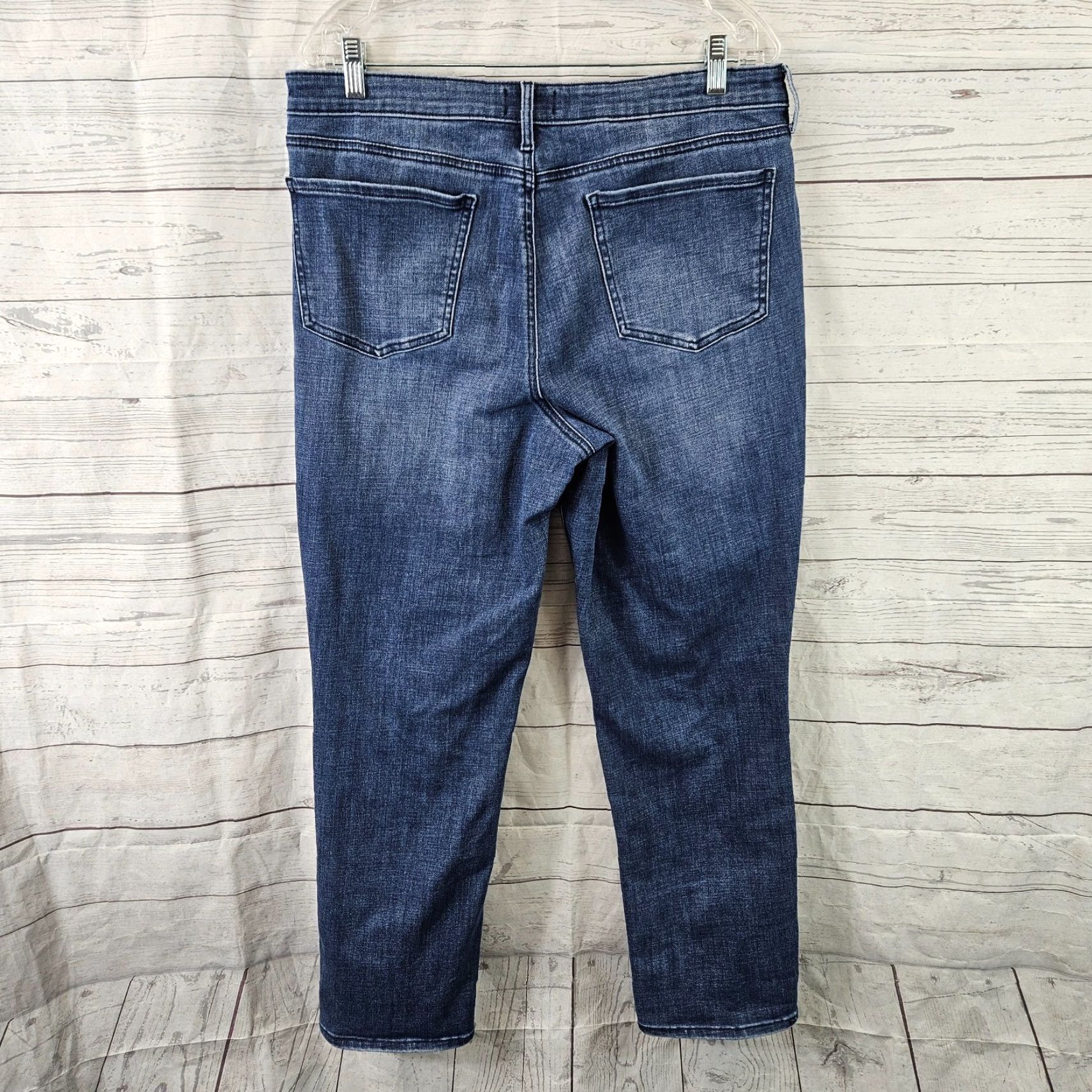 NYDJ NYDJ Womens Ankle Jeans 12 Blue High Rise Distressed Cotton Blend Denim Shirt? Size 34" / US 12 / IT 48 - 3 Thumbnail