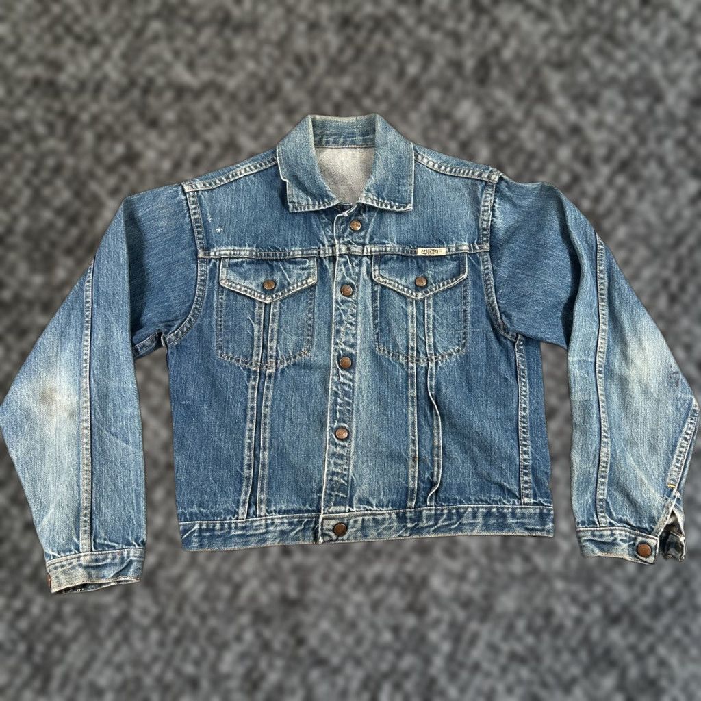 Denime VINTAGE Gauchos Denim Jacket Small Cropped Snap Up Light Wash USA Bomber Jacket Unisex Adults Blue Denim Chuck USA Size US S / EU 44-46 / 1 - 1 Thumbnail