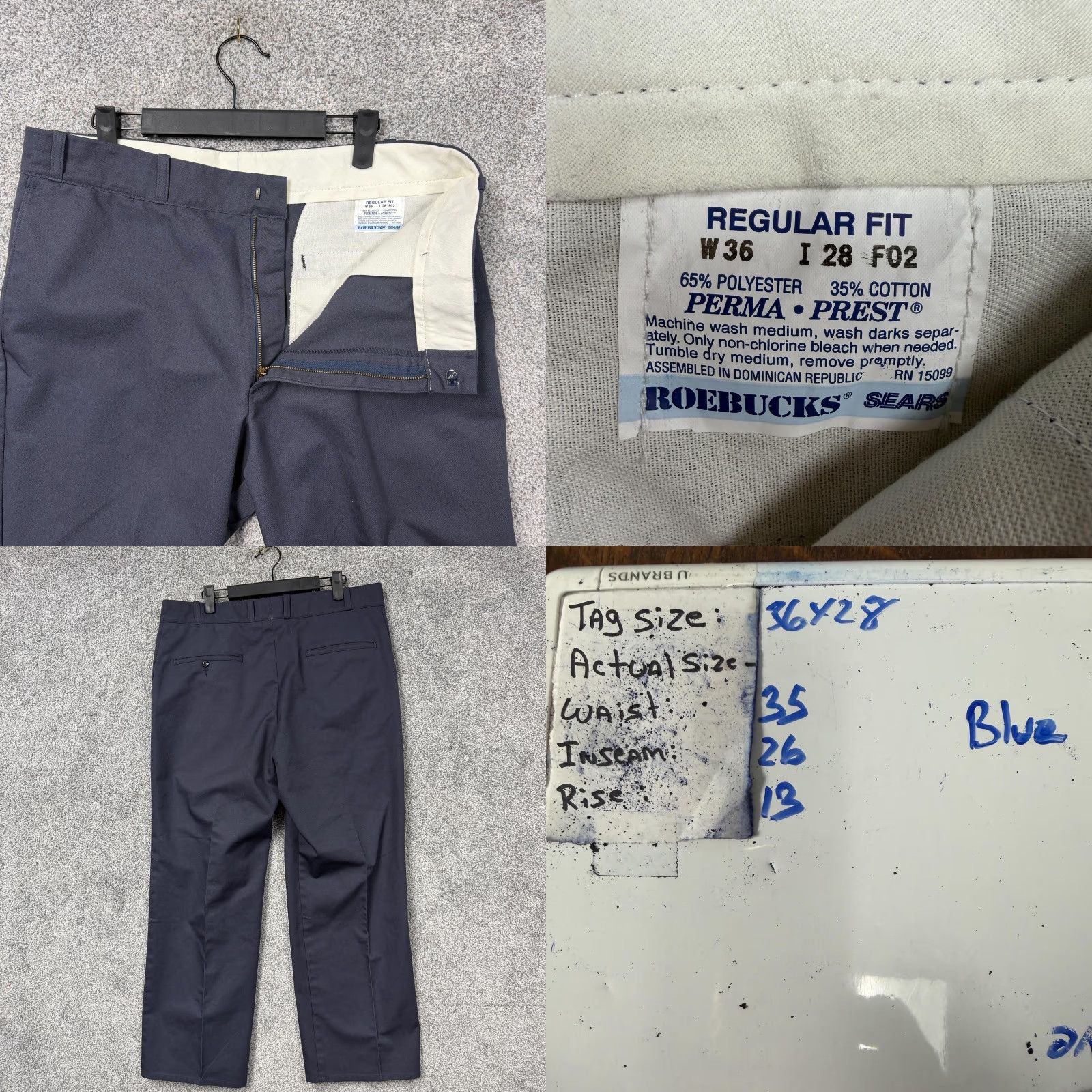 Sears VINTAGE Roebucks Sears Pants 35x26 Regular Blue Dress Pants Men Size US 36 / EU 52 - 8 Thumbnail