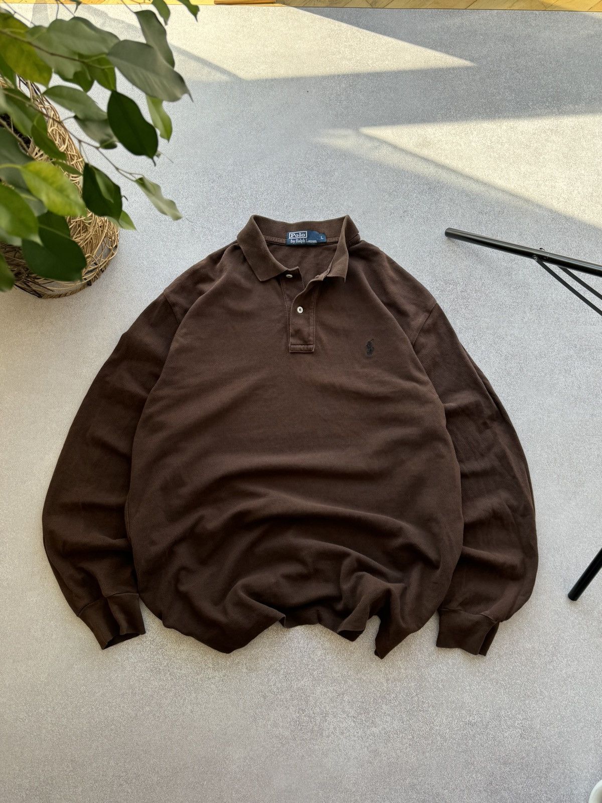 Pre-owned Polo Ralph Lauren X Vintage Polo Ralph Laurent Brown Y2k Polo Long Sleeve