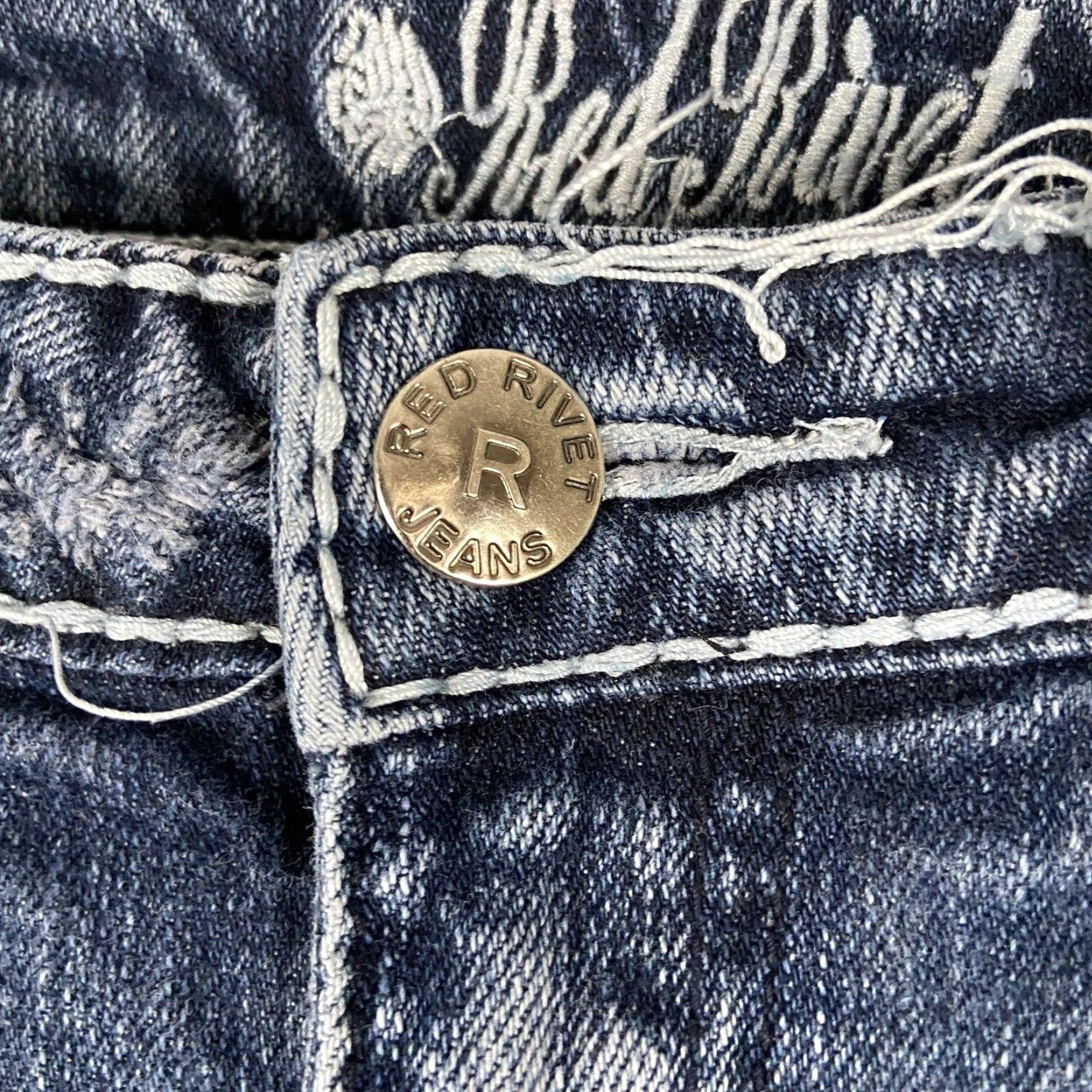 Vintage RED RIVET Skinny Distressed Jeans Women’s 9 Blue Regular Size 30" / US 8 / IT 44 - 7 Thumbnail