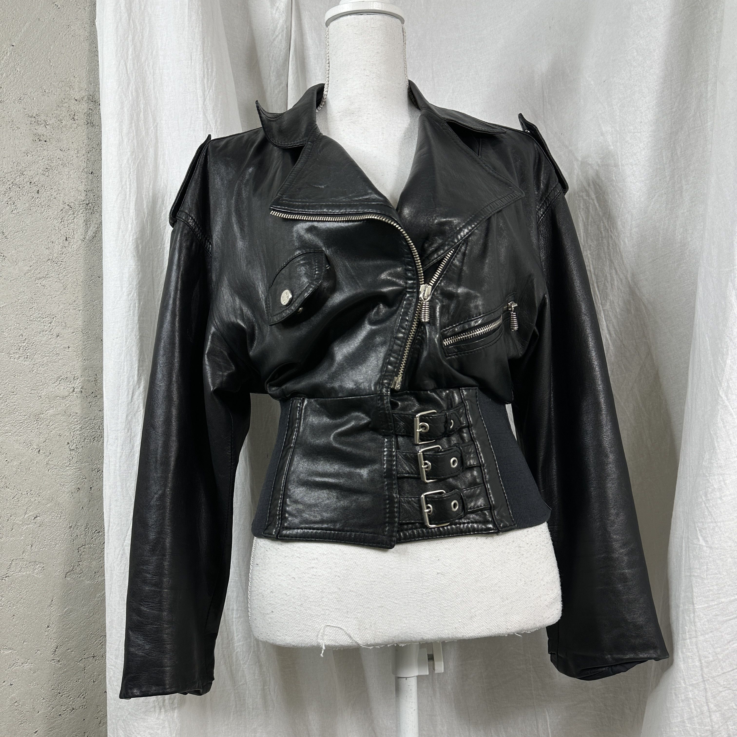 Vintage Vintage Avant Garde Biker Leather Jacket Made in Italy Size M / US 6-8 / IT 42-44 - 6 Thumbnail