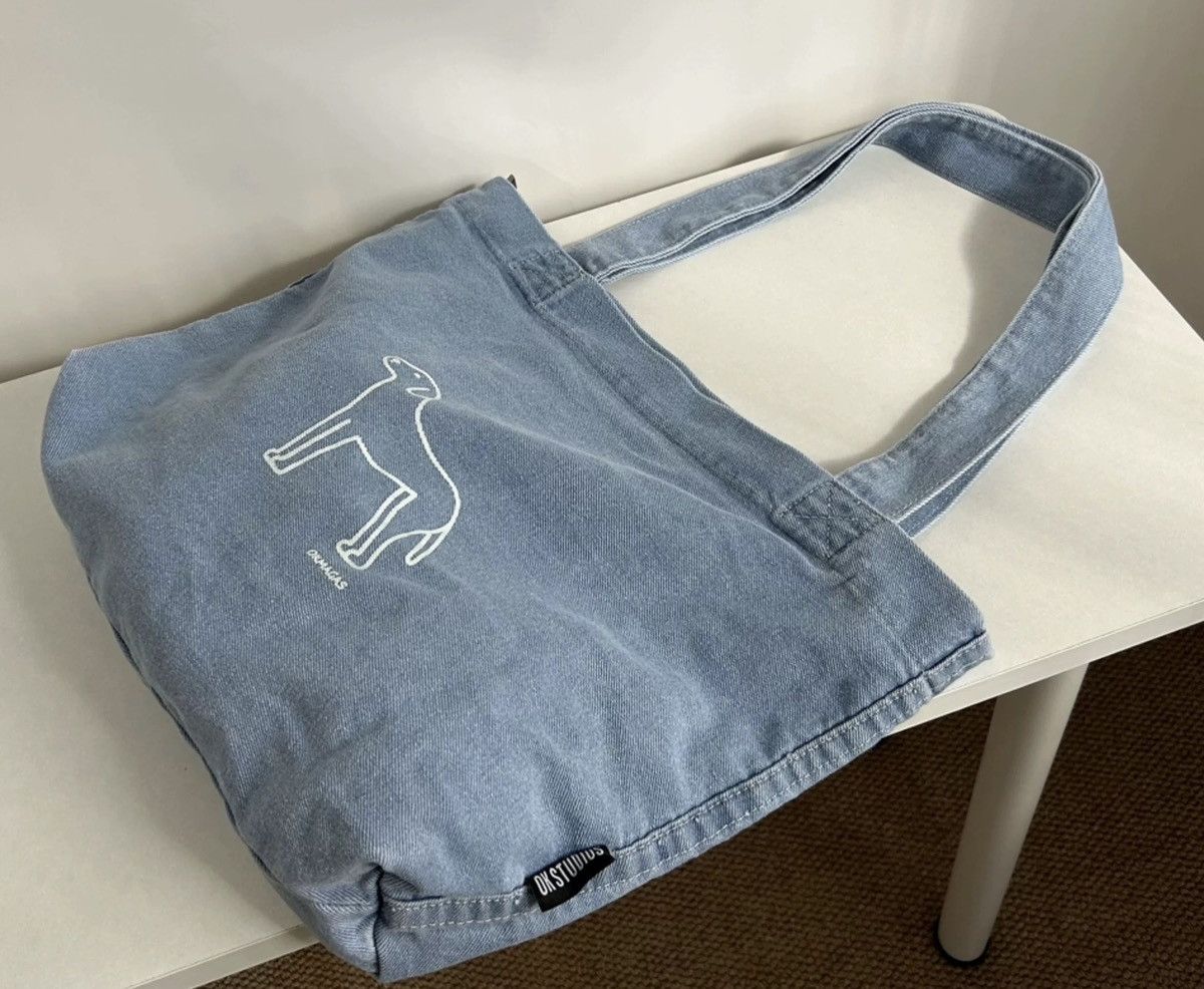 Japanese Brand Outdoor y2k washed doggy denim tote bag aesthetic Size ONE SIZE - 5 Thumbnail
