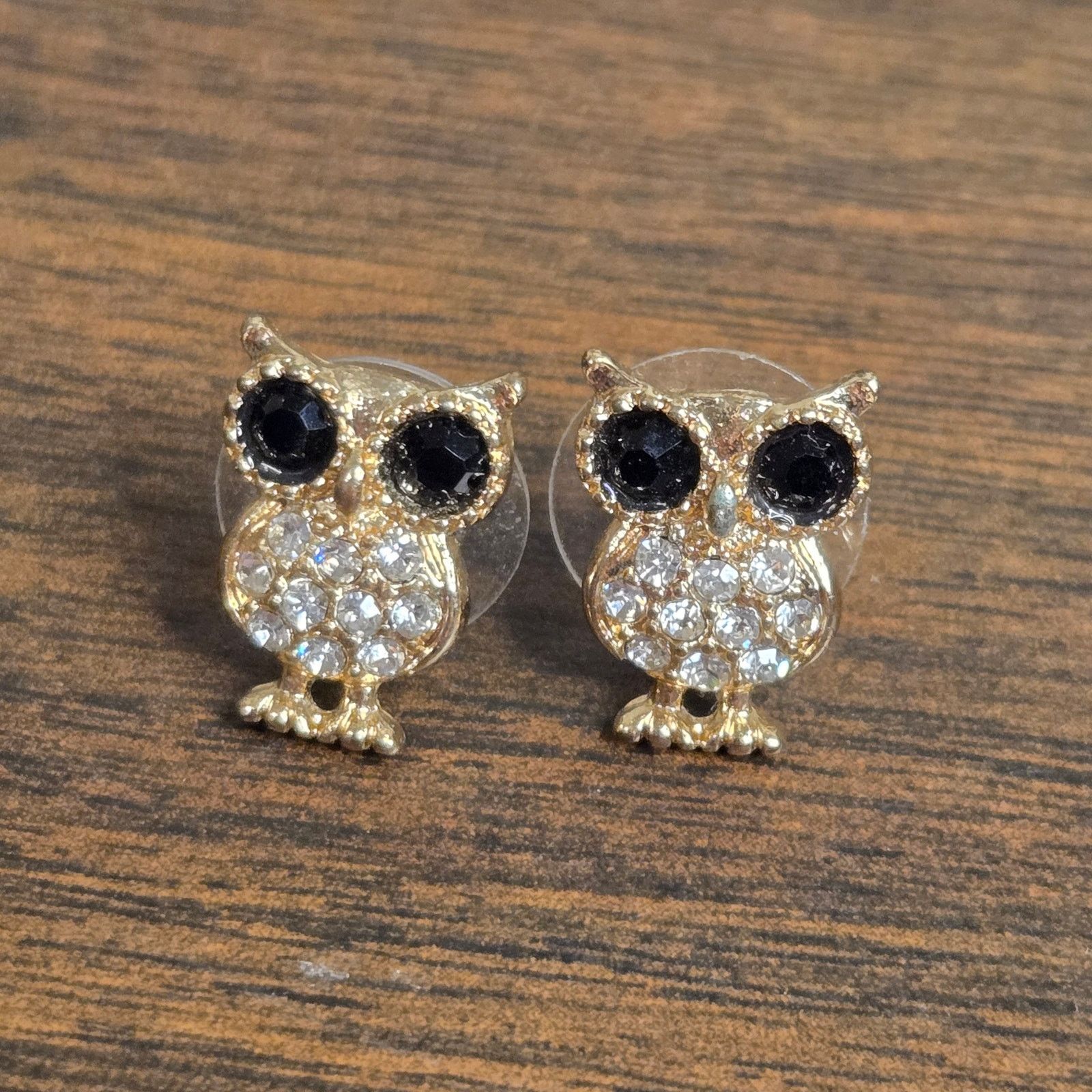 Vintage Gold Tone Owl & Enameled Penguin Studs - Whimsical Bird Size ONE SIZE - 2 Thumbnail