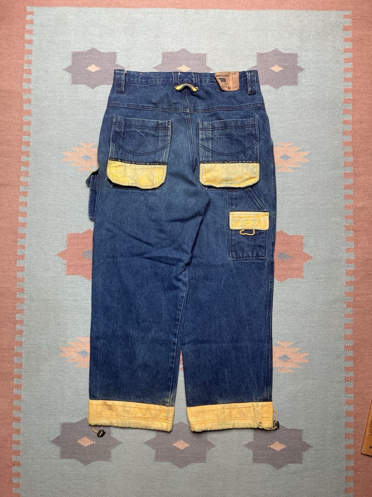Bare Fox × Vintage Vtg y2k baggy jeans wide skater carpenter rave yellow 34x30 Size US 34 / EU 50 - 1 Thumbnail
