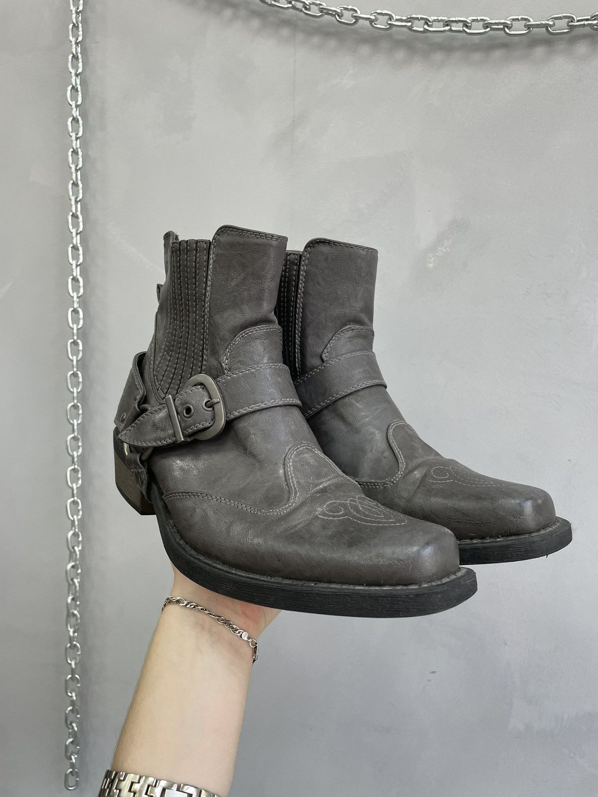 Western Rise Western ankle Guidi style leather boots y2k Size US 7.5 / EU 40-41 - 2 Thumbnail