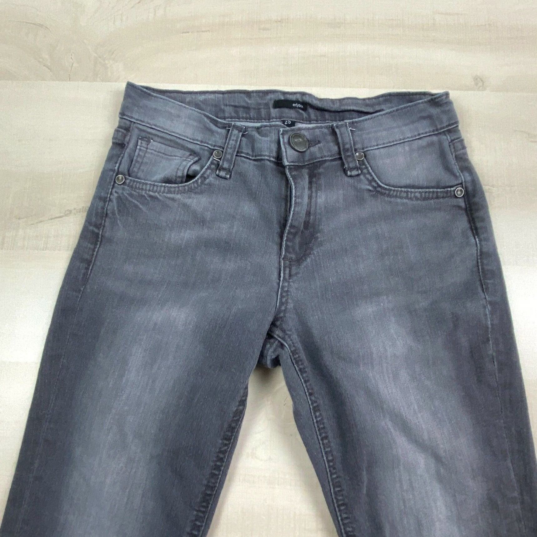 Vintage Edyson Women's 25 Gray Skinny Jeans Mid Rise Stretch Cotton Blend Size 42" / US 20 - 2 Thumbnail