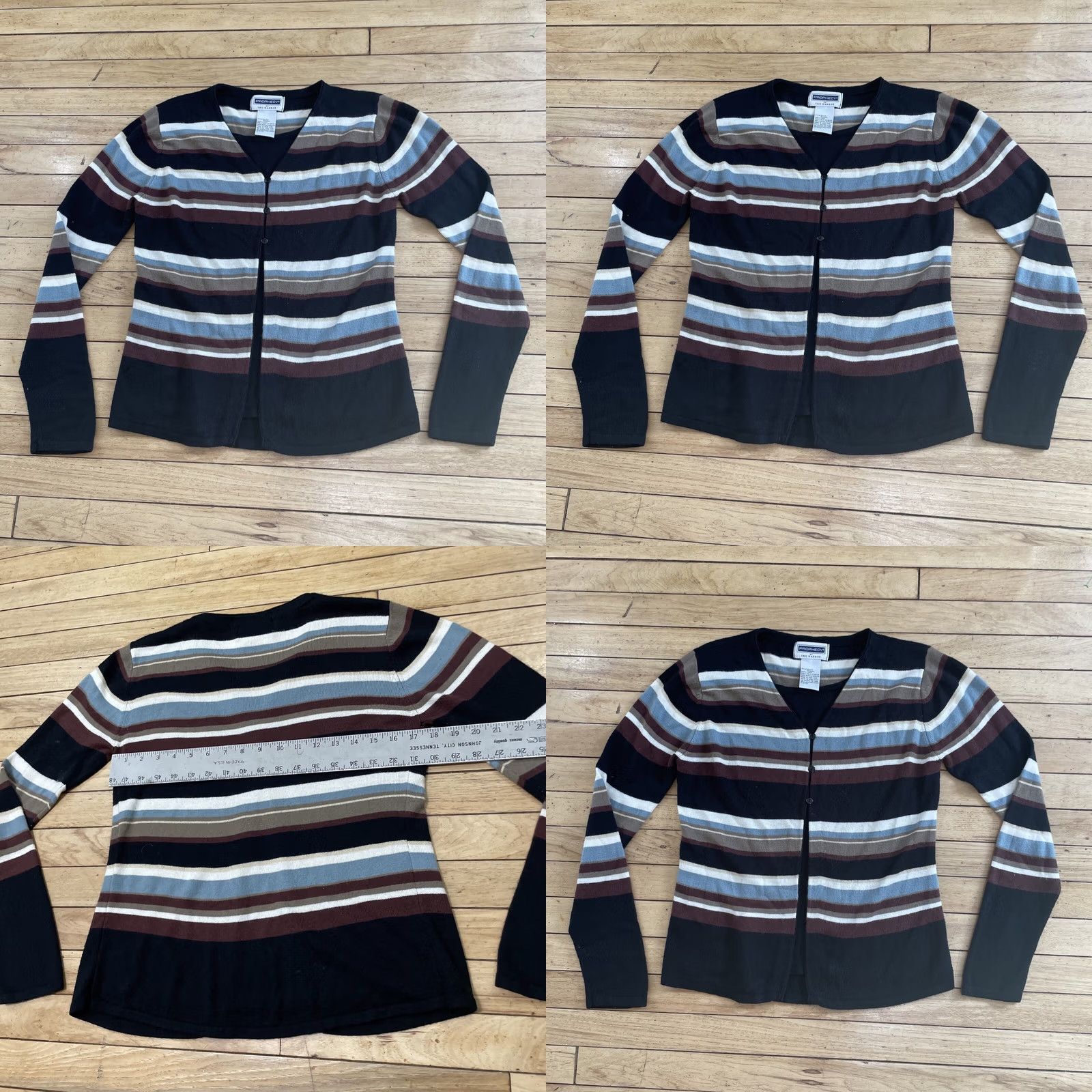 Vintage PROPHECY by SAG HARBOR Cardigan Women S Stripe Y2k Academia Button Knit Sweater Size S / US 4 / IT 40 - 9 Thumbnail