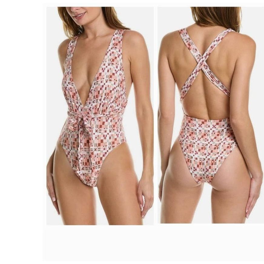 Anthropologie New L SPACE Allegra One-piece Halter Geo Swimsuit $198 Sz M Size M / US 6-8 / IT 42-44 - 3 Thumbnail