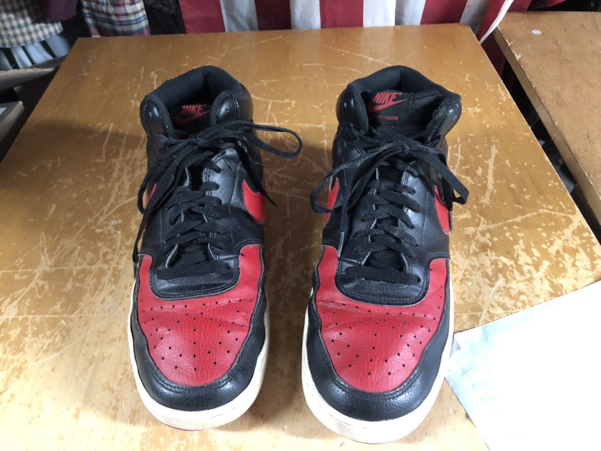 Nike Nike Court Vision Mid Bred Black University Red White Used Size US 11 / EU 44 - 5 Thumbnail