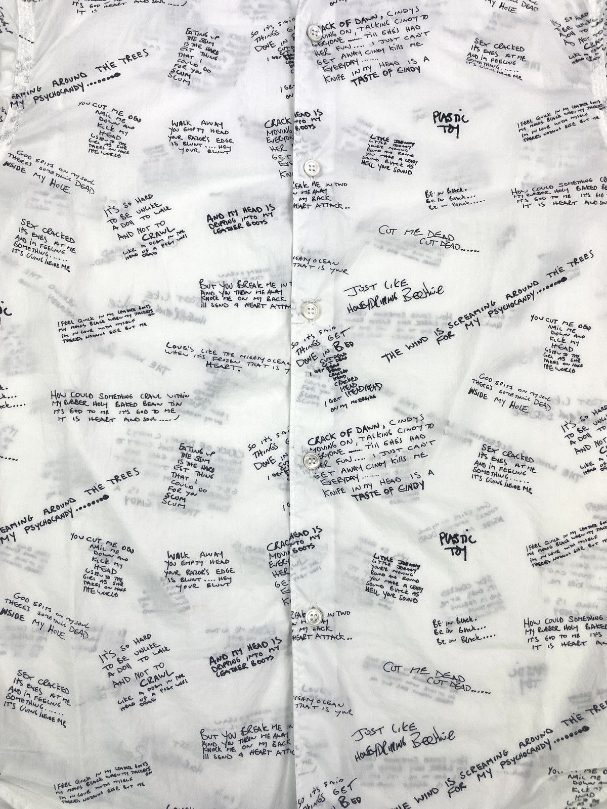Undercover SS14 "GODOG" - Scribbled Lyrics Button Up T-shirt Size US M / EU 48-50 / 2 - 5 Thumbnail