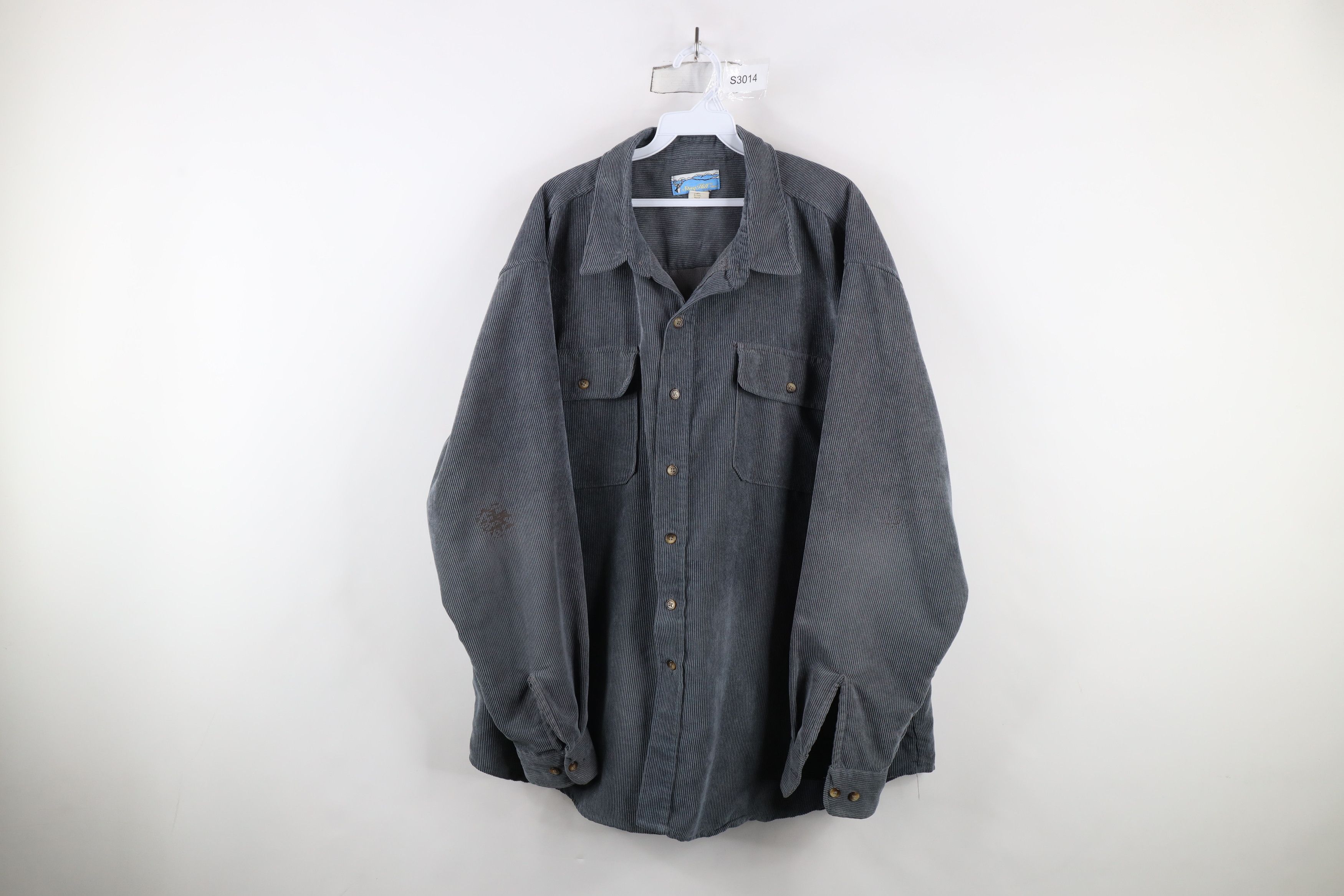 Vintage Vintage 90s Streetwear Corduroy Collared Button Shirt Gray Size US XXL / EU 58 / 5 - 1 Thumbnail