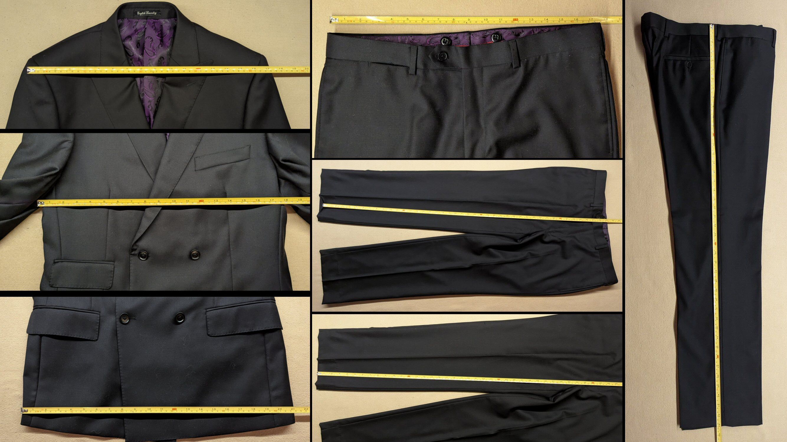 English Laundry English Laundry Double Breasted 4-Button Black Suit 40R NWT Size 40R - 9 Thumbnail