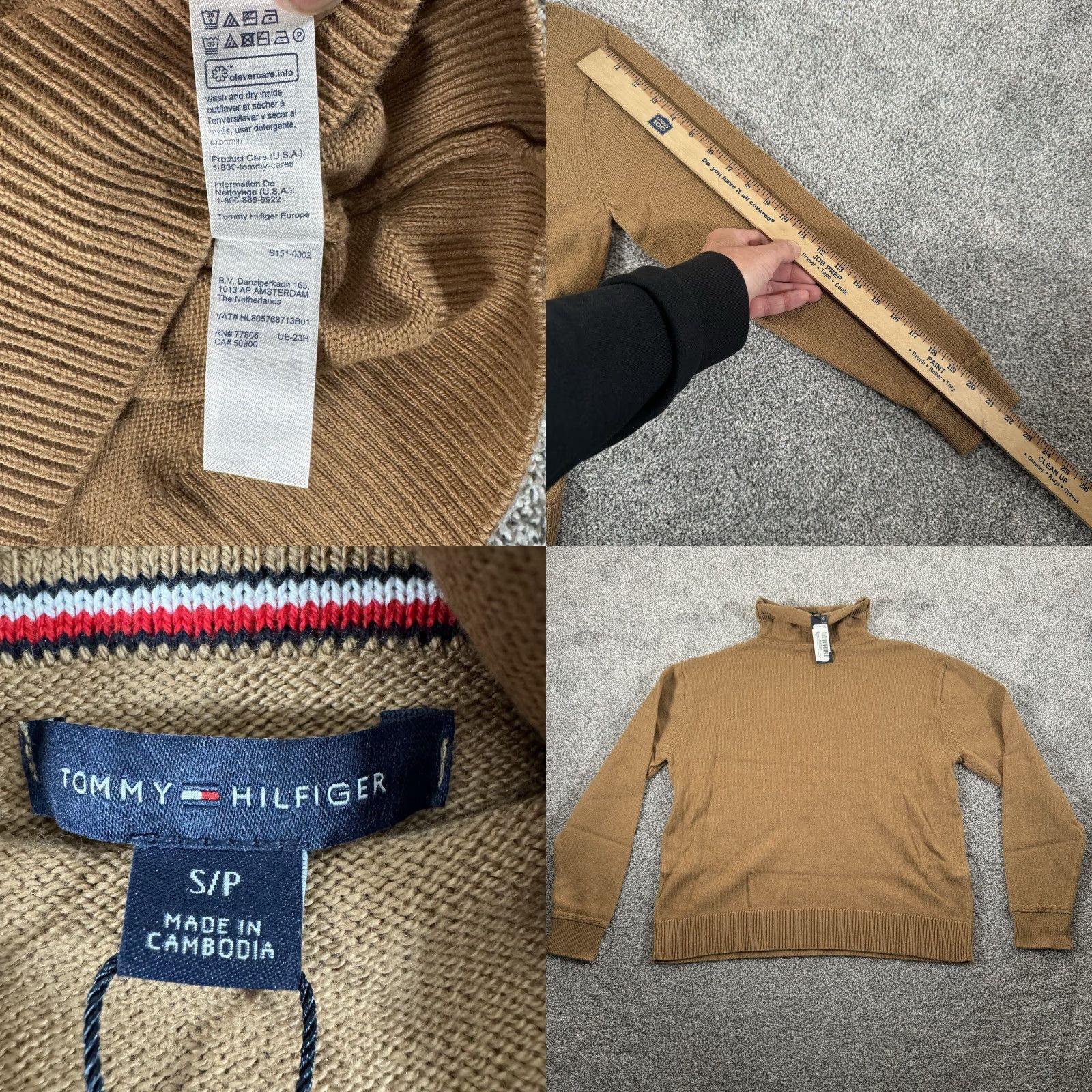 Tommy Hilfiger Tommy Hilfiger Sweater Womens S Relaxed Fit Mockneck Preppy Tan Knit Pullover) Size S / US 4 / IT 40 - 8 Thumbnail