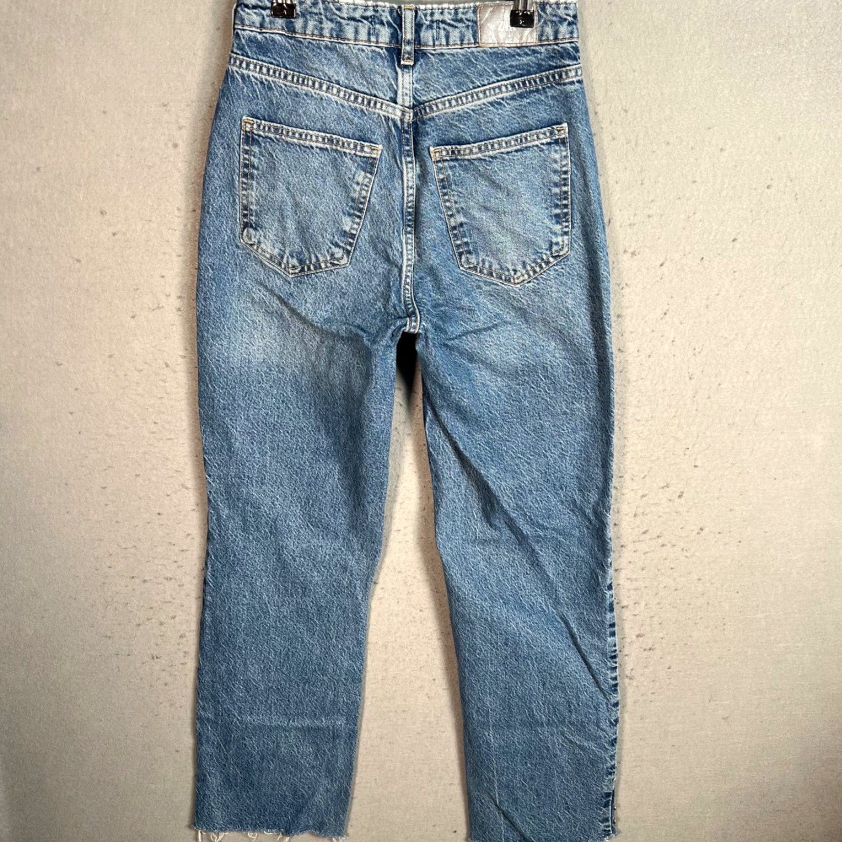 Zara VINTAGE Zara Womens Distressed Denim Jeans with Studded Details Size 2 Blue High Rise Straight Size 26" / US 2 / IT 38 - 2 Thumbnail