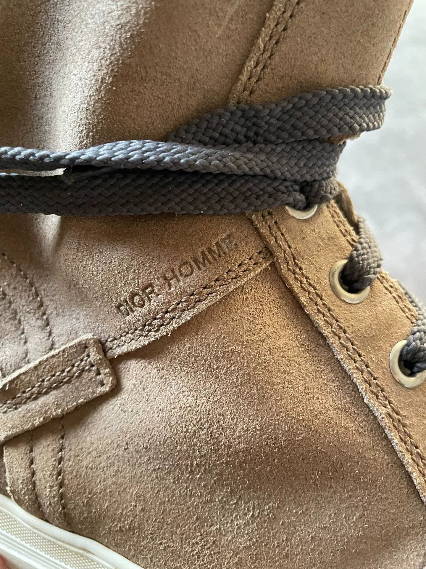 Dior brown suede high-top lace-up sneakers. Size US 11.5 / EU 44-45 - 7 Thumbnail