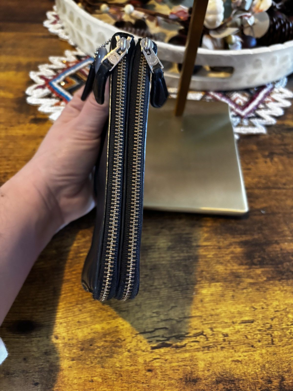 Coach Coach Black Leather Double Zip Wristlet Size ONE SIZE - 3 Thumbnail