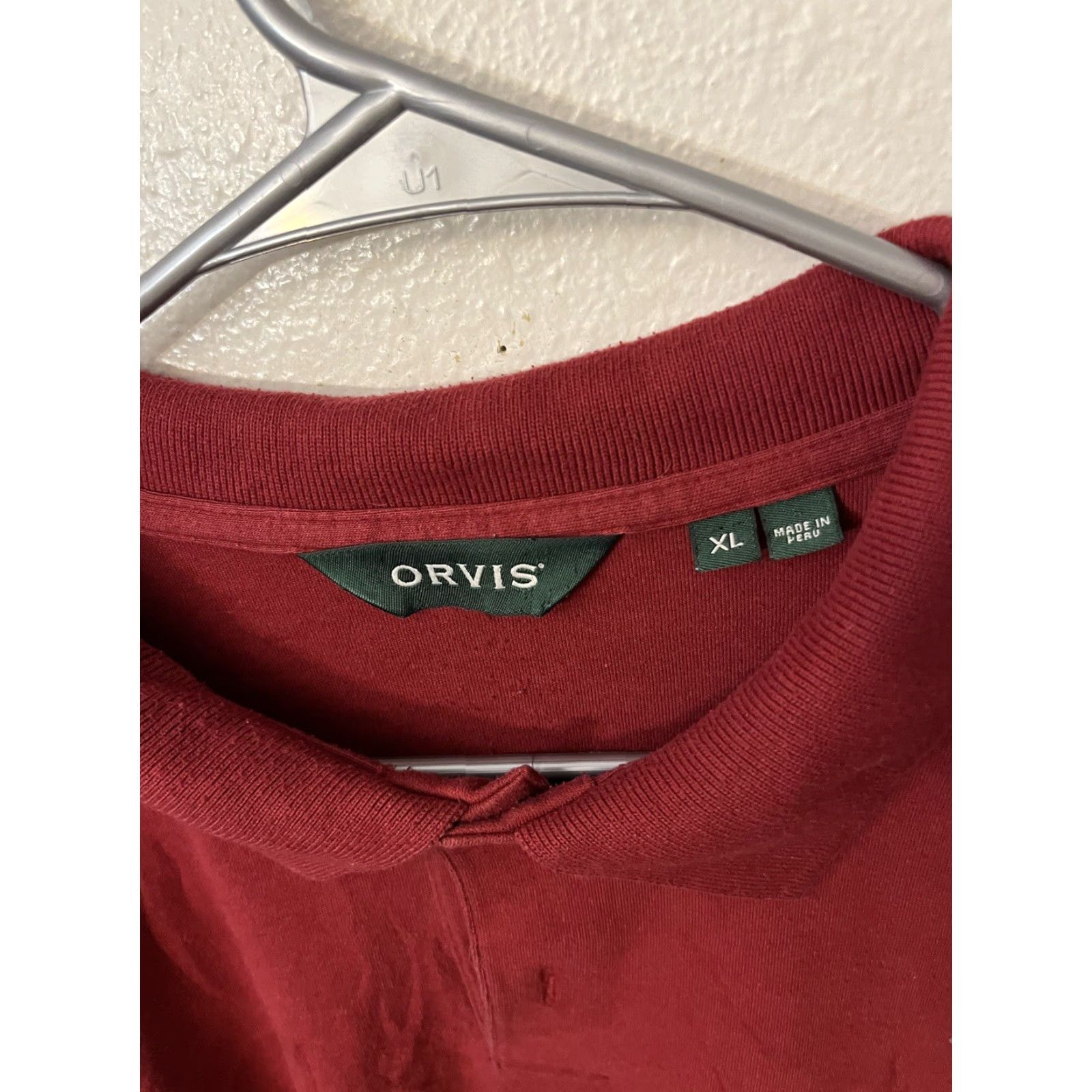 Orvis Orvis Polo Shirt Long Sleeve Men's XL Cotton Dark Gray Red Solid Logo Button Classic Outdoor 90s? Size US XL / EU 56 / 4 - 3 Thumbnail