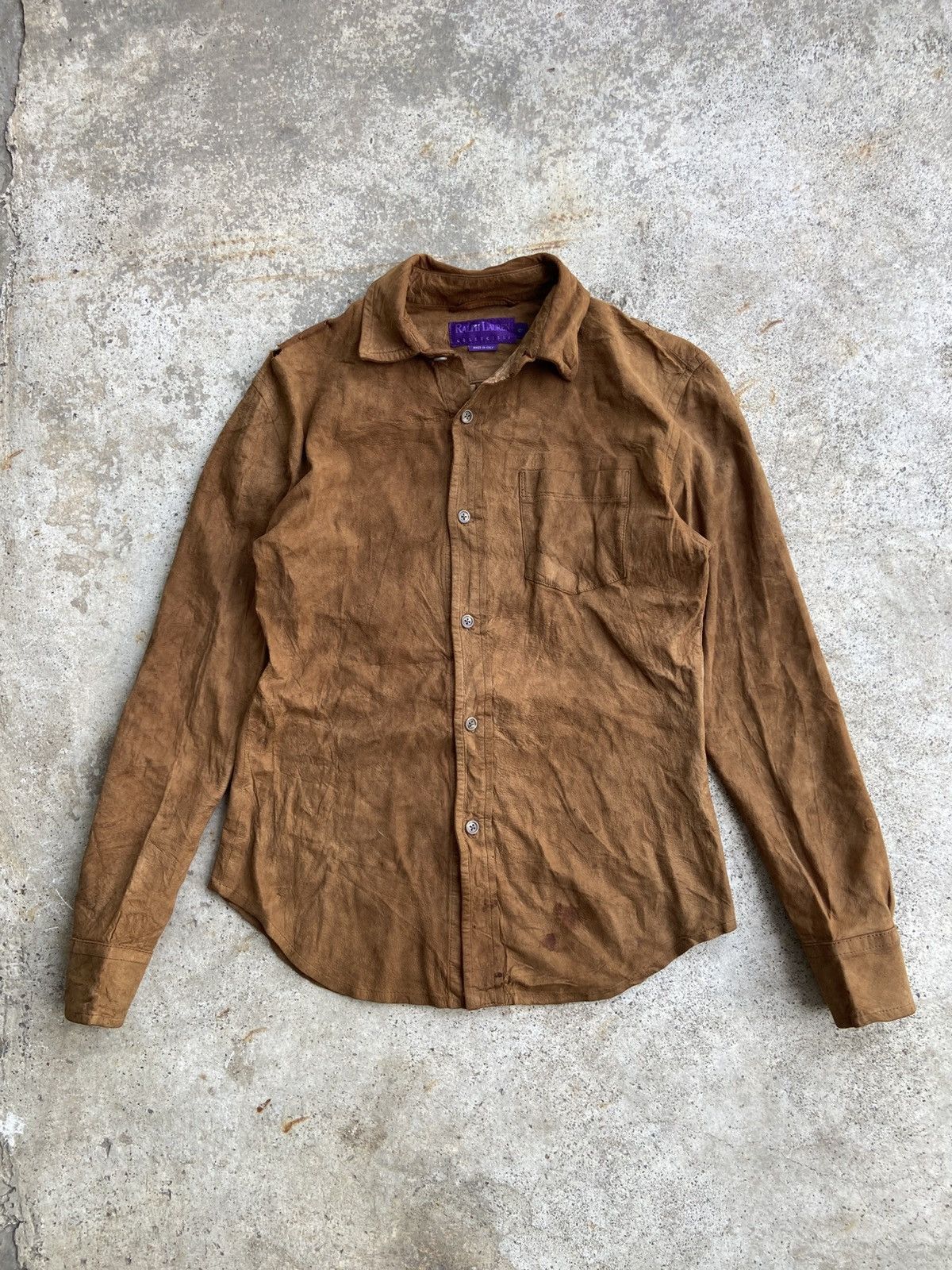 Ralph Lauren Purple Label 2000’s Archival RL Purple Label Collection Suede Shirt Size US S / EU 44-46 / 1 - 1 Thumbnail