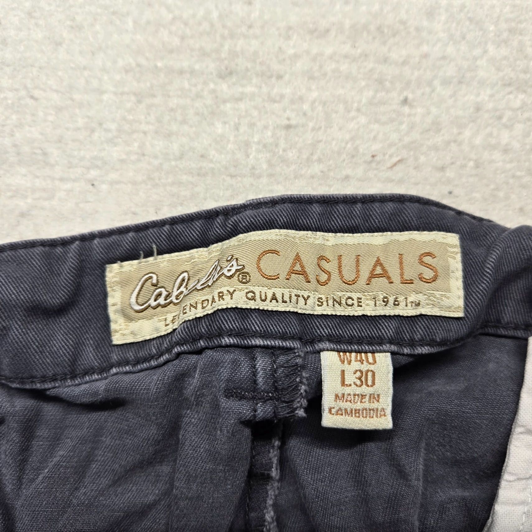 Vintage Cabela's Pants Mens 40" Waist 30" Inseam Gray Chino Style Straight Fit Casual Regular Size US 40 / EU 56 - 3 Thumbnail