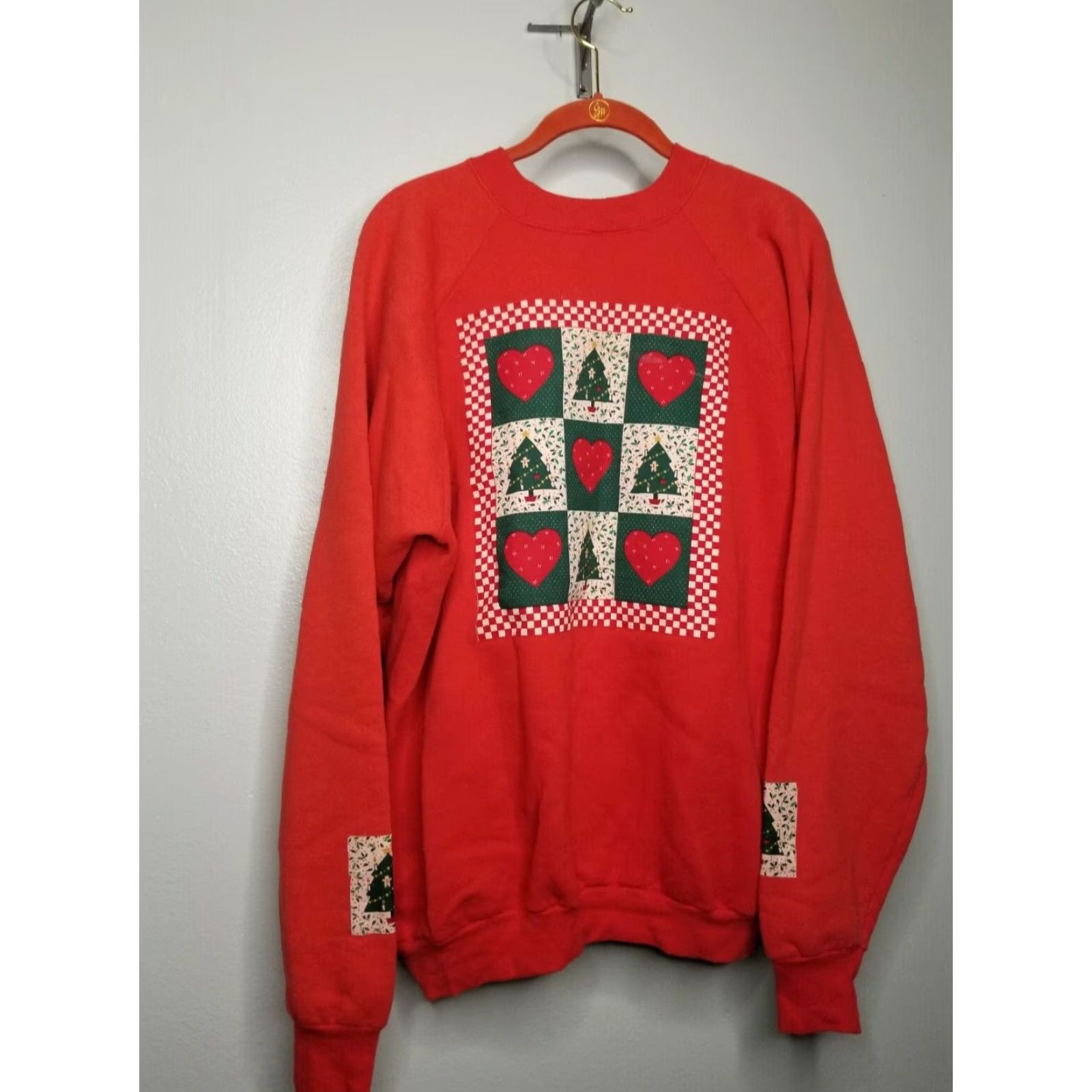 Fruit Of The Loom VINTAGE Fruit of the Loom Christmas Tree Mens XL Red Sweatshirt Size US XL / EU 56 / 4 - 3 Thumbnail