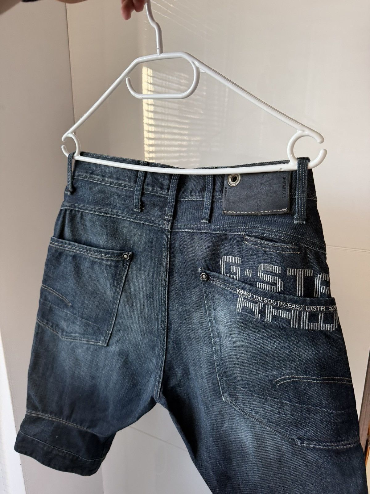 G-Star G Star Raw Denim Big Logo Embroidered Drip Shorts Size US 33 - 22 Thumbnail